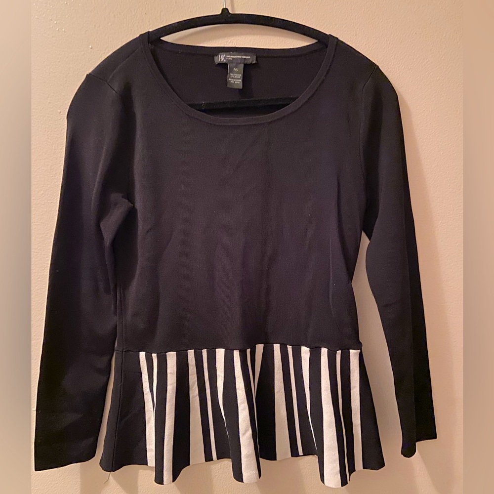 Black and white blouse size L (Petite), INC International Concepts brand